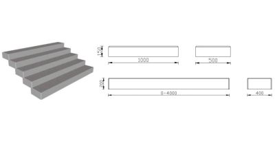 Betonnen Traptreden / Bloktreden 100x50x15 cm