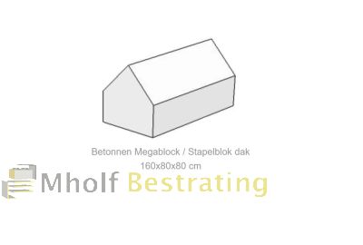 Betonnen Megablock - Stapelblok - Legioblok  dak 160x80x80 cm